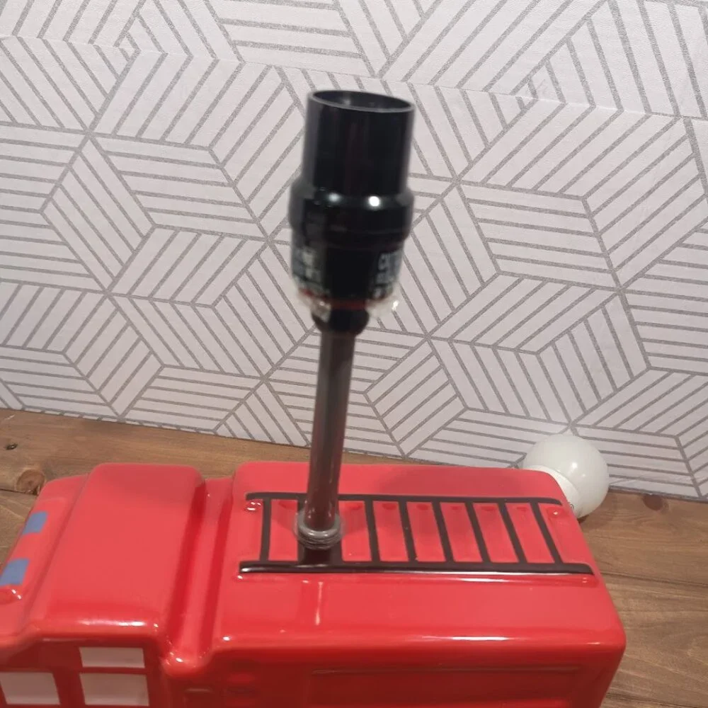 Red Ceramic Fire Truck Bedroom/Nursery/Playroom/Table Lamp